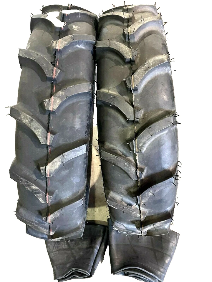 Two 7.50-16 Farm Tractor Lug Tires With Tubes 8 Ply 75016 750-16