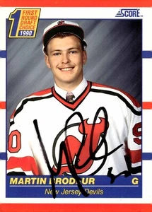 New Jersey Devils HOF Martin Brodeur Signed Rookie Card COA Proof Photo - Picture 1 of 11