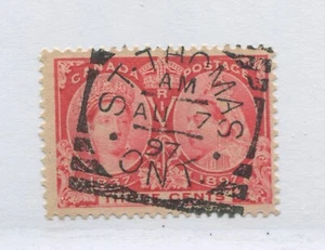 Canada 1897 3 cent Jubilee with St. Thomas ON 1897 squared circle - Foto 1 di 1