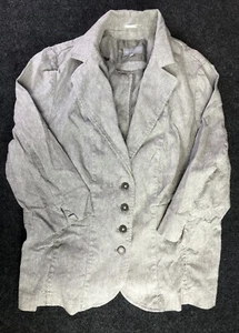 M&S Per Una Jacket Women's Grey Single Breasted Linen Blazer Size 16 - Picture 1 of 7