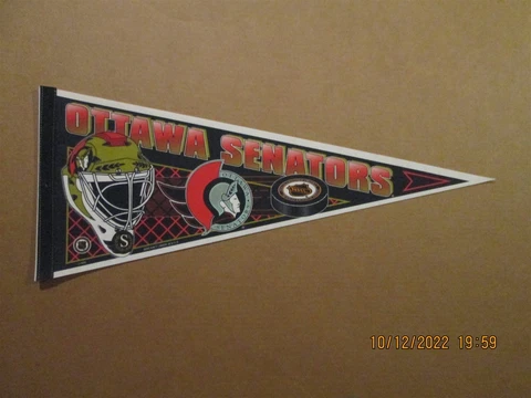 NHL Ottawa Senators Vintage 1990's Team Logo Style #2 Goalie Helmet Pennant Cover