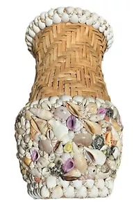 70er Jahre Handarbeit Muschel Kunst Vase Made in Philippines - Bild 1 von 17