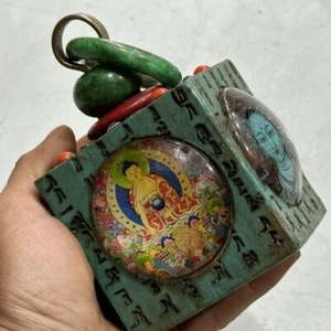 Antik Stil Keramik Türkis Intarsien Tibetischer Thangka Briefbeschwerer Dekor Stück - Bild 1 von 6