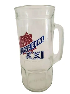 NFL Vintage New York Giants Super Bowl XXI 1987 - 22 0Z Glass Beer Stein Mug EUC - Picture 1 of 8