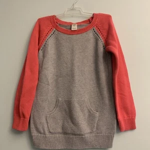 OshKosh Bgosh Girls Gray With Pink Trim Crew Neck Sweater Long Sleeves Size 7 - Picture 1 of 7