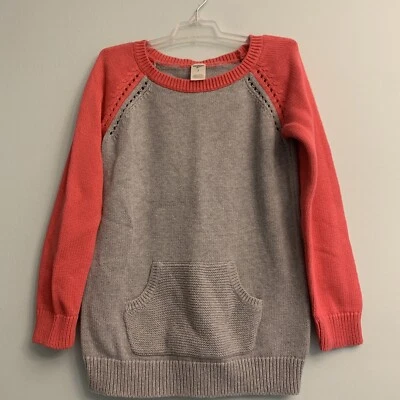 Suéter OshKosh Bgosh Niñas Gris Con Borde Rosa Cuello Redondo Mangas Largas Talla 7 Foto 1 de 4