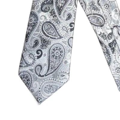 Colores Alexander Julian Paisley Tie Corbata de diseñador de poliéster plateado para hombre de 61" Nueva Foto 1 de 4