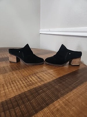 Womens Shoes Mule Clog Slide 3"Heel Black Suede Size 9 Bearpaw  Foto 1 de 4