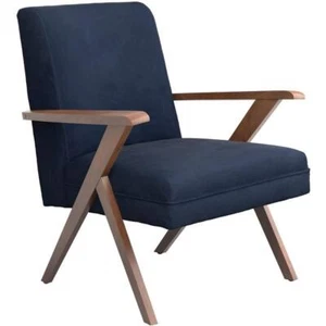 Coaster Mid-Century Velvet Accent Chair with Wooden Arms in Blue - Picture 1 of 8
