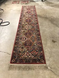2.6x12 AUTHENTIC KARASTAN 717 MULTICOLOR PANEL KIRMAN RUG RUNNER - Picture 1 of 11