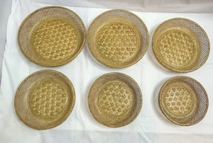 Set of 6 Vintage Woven Nesting Baskets Rattan Farmhouse Cottage  - Picture 1 of 10