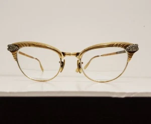 12k vergoldet mit weißem 1950 Cat Eye Gaspari Rahmen Damen 20 Steg Made in USA  - Bild 1 von 14
