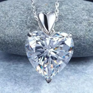 4.00Ctw Heart Cut Moissanite Women's Pendant Without Chain 14K White Gold Plated - Picture 1 of 8