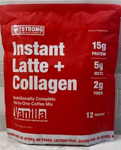 Strong Coffee Company Instant Latte + Kollagen Vanille 12 Portionen BB: 12/2027 - Bild 1 von 3