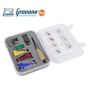 1x kit con piedino bordatore regolabile e piegatori nastri manuali per Necchi - Imagen 1 de 5