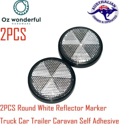 2pc Round White Reflector Marker Truck Car Trailer Caravan Self Adhesive - image 1 of 3