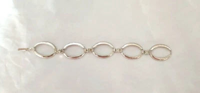 Pulseira Avon tom prata elos ovais espaçadores de cristal 7 polegadas de comprimento - Imagem 1 de 4