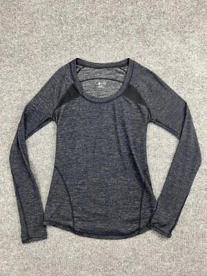 Camisa Zella Para Mujer XS Gris Tinte Espacial Manga Larga Malla Paneles Cuello Redondo Activo Foto 1 de 4