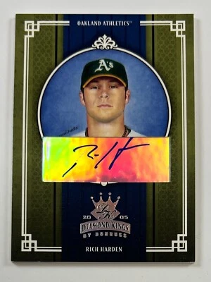 2005 Donruss Diamond Kings #377 Rich Harden Crowning Moment Auto 91/100 AR48 - Image 1 of 2