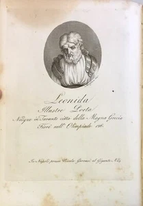 1817 INCISIONE REGNO DI NAPOLI LEONIDA TARENTINO TARANTO POETA Morghen - Picture 1 of 1