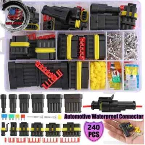 Car Automotive Electrical Wire Connector Plug 1-6 Pin Kit New Waterproof 240Pcs - Picture 1 of 10