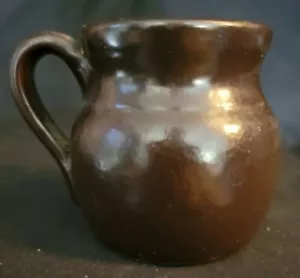 VINTAGE ~ Studio Stoneware Pottery 2.5" Brown Glazed Mini Carafe - Picture 1 of 9