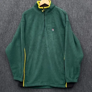 FILA Mens Micro Fleece Jacket Quarter Zip Dark Green Mock Neck Pockets 2XL - Picture 1 of 11