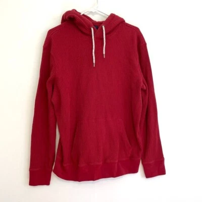 AMERICAN EAGLE AE Hombres Rojo Pullover Tejido Gofre Térmico Sudadera con Capucha Sudadera Mediana Foto 1 de 4