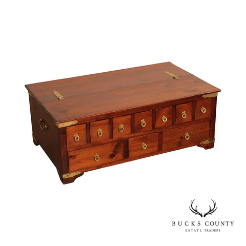 Campaign Style Pine Apothecary Storage Coffee Table Cover