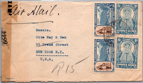 BOLIVIA POSTAL HISTORY WWII CENSORED COVER ADDR USA CANC LA PAZ YRS'1940-45 Cover