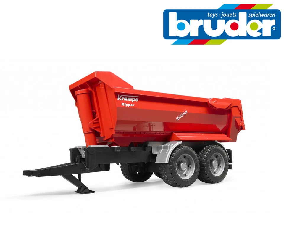 Bruder toys 02225 Krampe Tandem Axle Halfpipe Tipping Trailer Toy Model 1:16 - Image 1 of 1