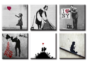 TIME4BILD BANKSY THERE IS ALWAYS LOVE LIEBE 6 IMÁGENES LIENZO GICLEE ARTE - Imagen 1 de 5