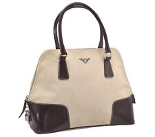 PRADA Embossed Logo Leather Boston bag Handbag Beige Vintage Old g78dh –  VintageShop solo