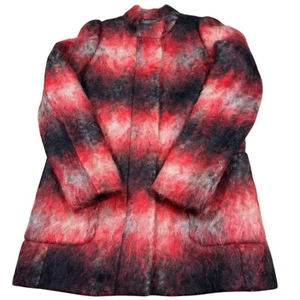Abrigo Mujer Colección J Crew 6 Rojo Negro Mohair Manga Larga Cuello Simulado Chaqueta - Imagen 1 de 18