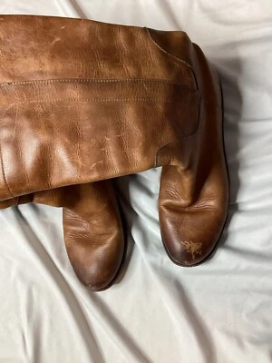 Кожаные сапоги frye 8 коричневые высокие коричневые искусственно состаренные винтажные для верховой езды - Изображение 1 из 4