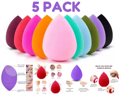 5 Pack Beauty Makeup Applicator Foundation Blender Buffer Sponge Flawless Smooth