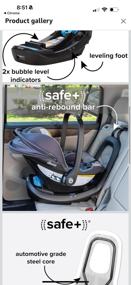 Asiento de coche negro Diono LiteClik30 XT (4-30 lb) Foto 1 de 3