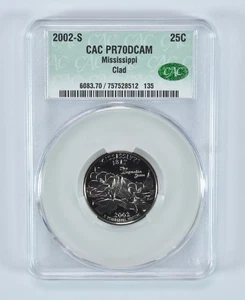 2002-S State Quarter Mississippi Clad PR70 DCAM CAC CACg *5137 - Picture 1 of 5