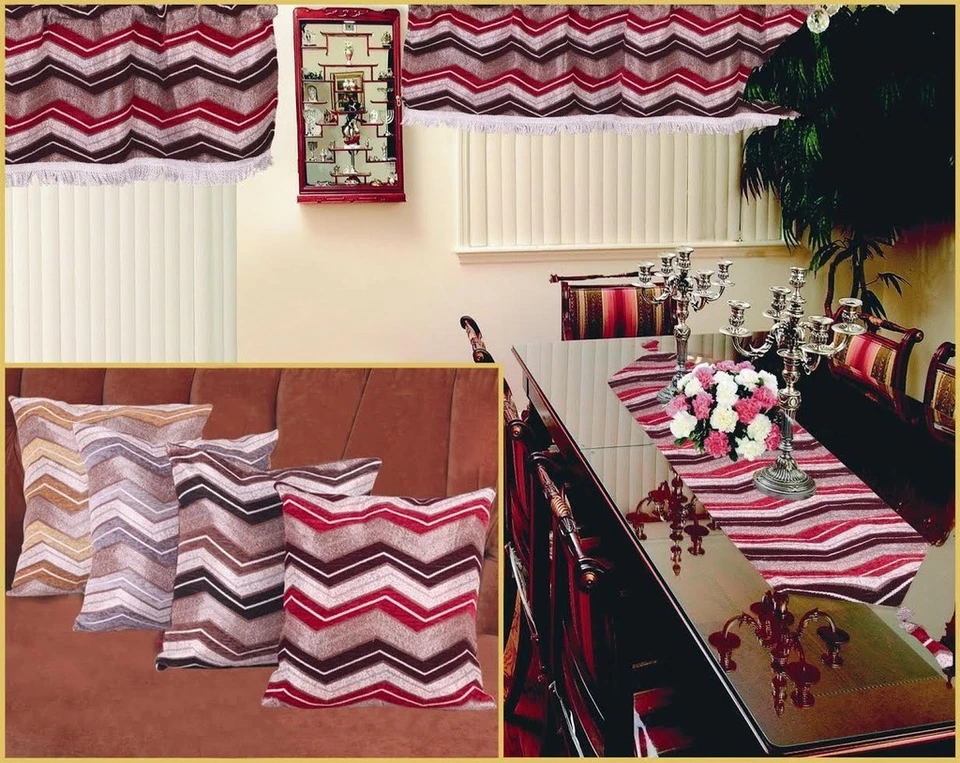 Violet Linen Indiana Chenille Zig Zag Chevron Pattern Decorative Table Runner - Image 1 of 1