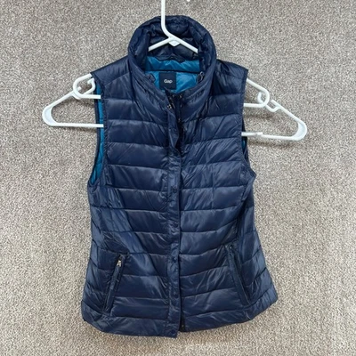 Chaleco chaqueta de plumón para mujer Gap talla XS azul sin mangas botón con cremallera Foto 1 de 4