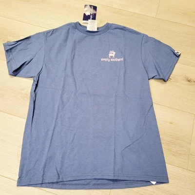 Camisa Top Simply Southern Youth Pequeña Azul Rosa Tienda Dormir Repetición Copo de Nieve Foto 1 de 3