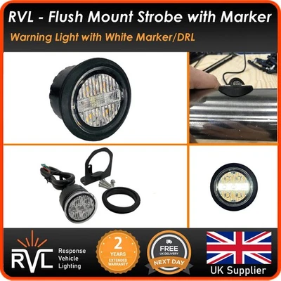 Strobe DRL Marker Flush Mount Hideaway Dual LED R65 Light Truck Bar 12v 24v - Image 1 of 4