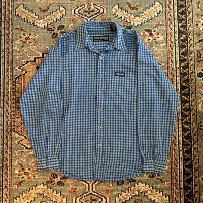 Camisa a Cuadros Vintage Y2K Pelle Pelle Para Hombre Abotonada Rayón Franela Talla Mediana Foto 1 de 4