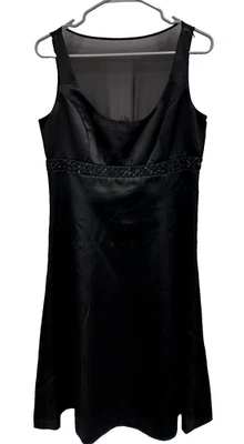 Vestido Babydoll Vintage Y2K American Living Talla 8 Negro Cuentas Satén Vacaciones Foto 1 de 4