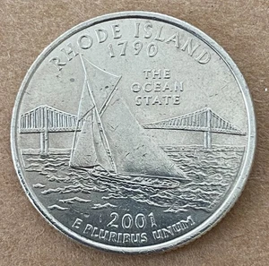 USA  25 Cent 2001 Quarter Dollar  Coin "Rhode Island"  "D"  KM#320 - Picture 1 of 2