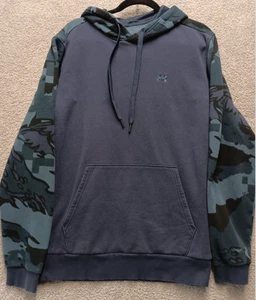 Under Armour Hoodie Men’s L Blue Camo Sleeves Pullover Fleece Kangaroo Pocket - Picture 1 of 6