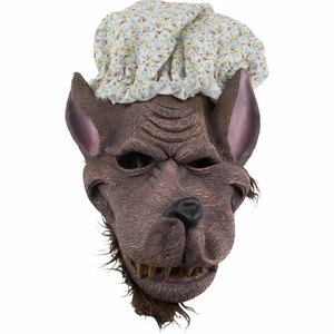 Big Bad Wolf Granny Hat Adult Mask for Mens Halloween Costume Brown Scary Teeth - Picture 1 of 1