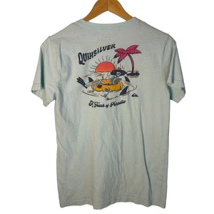 Quiksilver Boy's Graphic Tee - Light Blue, Size Large - Picture 1 of 4