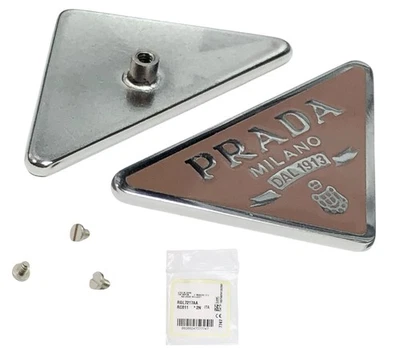 PRADA 13ZS 14ZS Dusty Rose /Silver Replacement Side Icon Logo Genuine W/Screws - Image 1 of 4