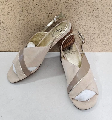 Sandalias PAPELL para mujer talla 5,5, 6 CUERO con suela de cuero tacón zapatos de salón Foto 1 de 4
